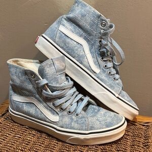 Vans Sk8-Hi Denim High Top Sneakers Size 8 Blue Washed Canvas